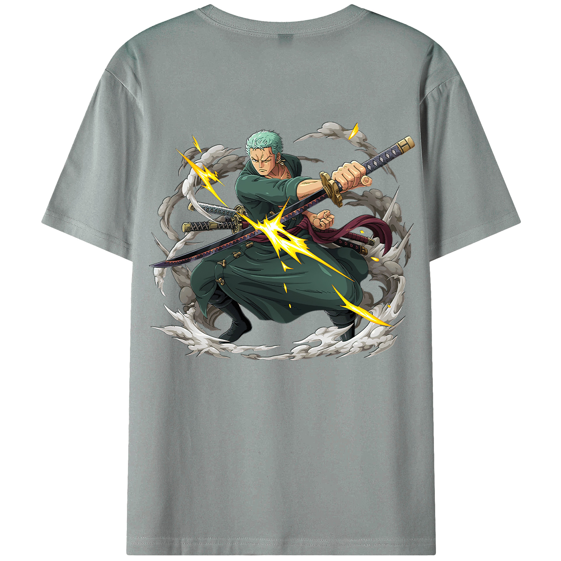ワンピース ロロノア・ゾロ ONE PIECE Roronoa Zoro 綿100％ メンズ半袖Tシャツ（バックプリント） 通気性